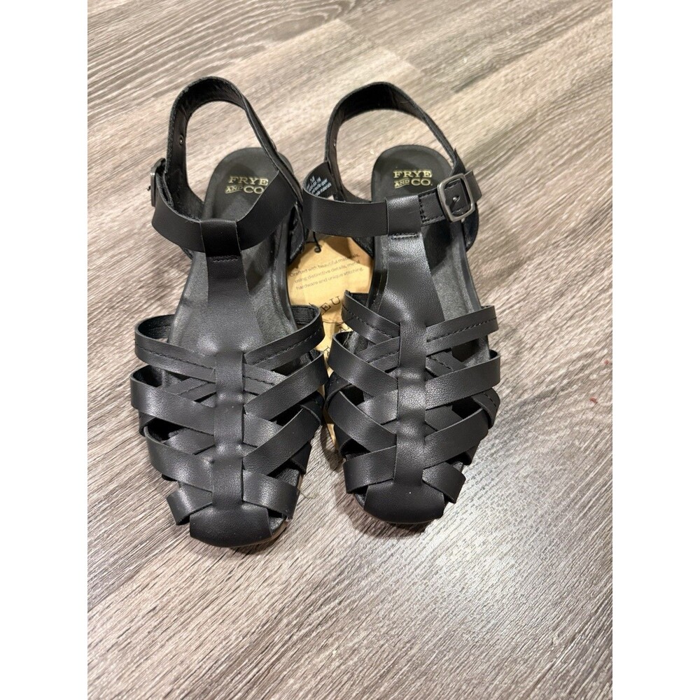 Frye and Co. Women’s Black Leather Strappy Gladiator Flat Sandals Size 7.5 - Picture 4 of 11